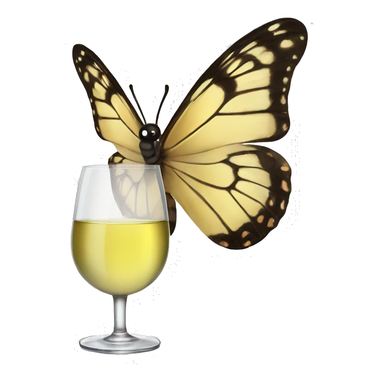 Butterfly with glass of white wine emoji