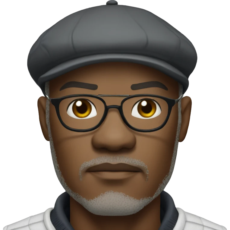 bald samuel l jackson serious wearing shirt and backwards Kangol emoji