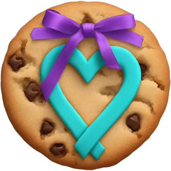 Cookie heart with purple teal awareness ribbon loop emoji