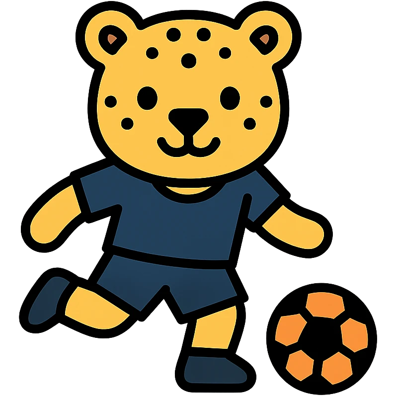 color outline icon of a leopard wearing a navy soccer uniform emoji