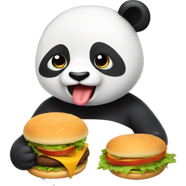 Panda eating a burger emoji