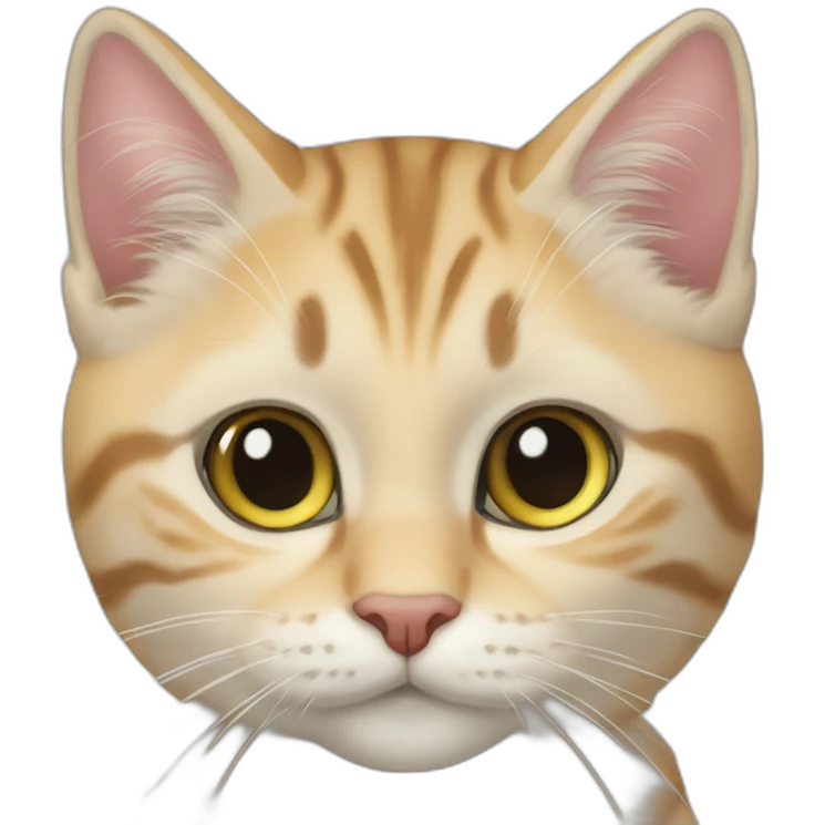 Спящая пушистая кошка с котëнком emoji