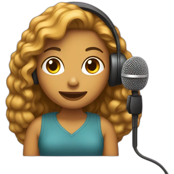 MULHER LOIRA COM MICROFONE DE PODCAST emoji