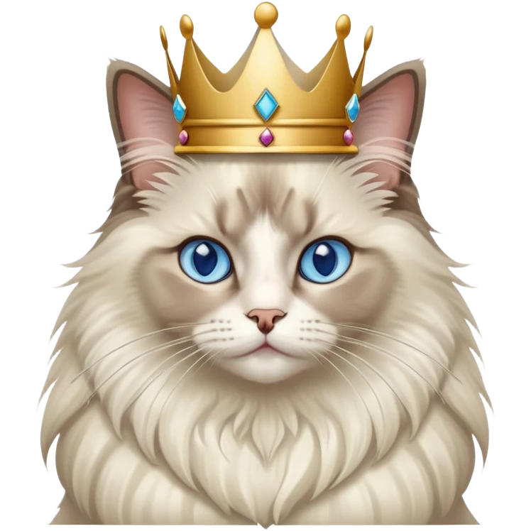 A ragdoll cat with a crown on emoji