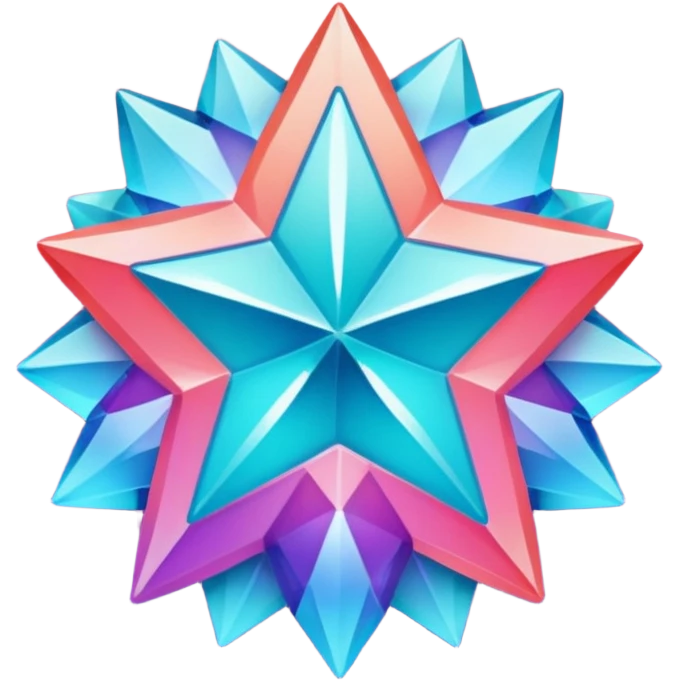 
Star color in in gradient of turquoise, blue, pink, purple, and coral crystal texture emoji