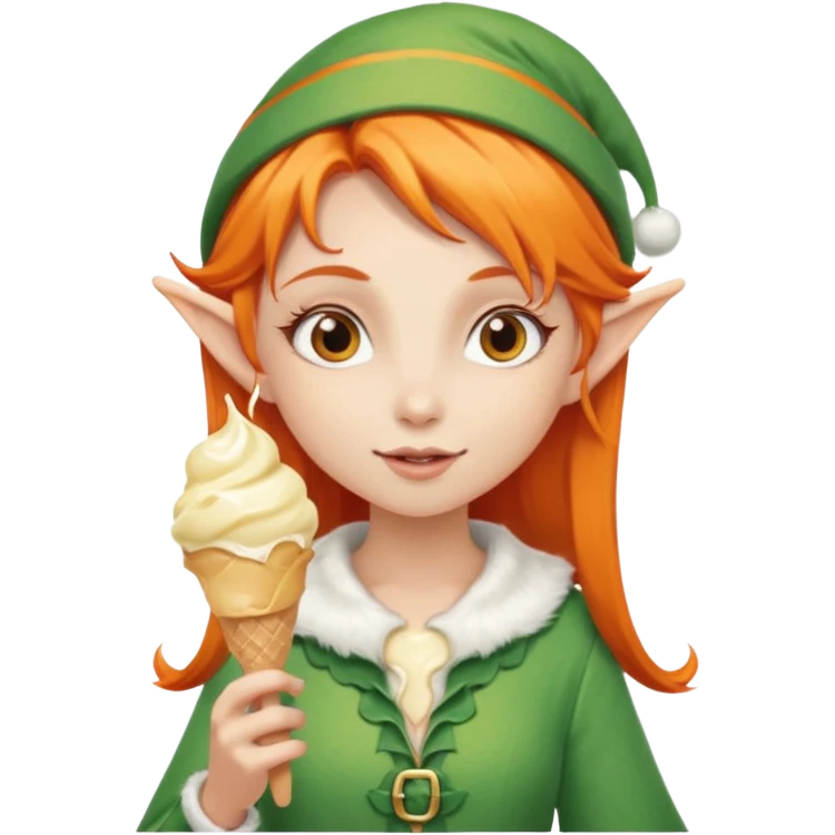 
a girl elf in orange hair with vanilla ice cream




 emoji