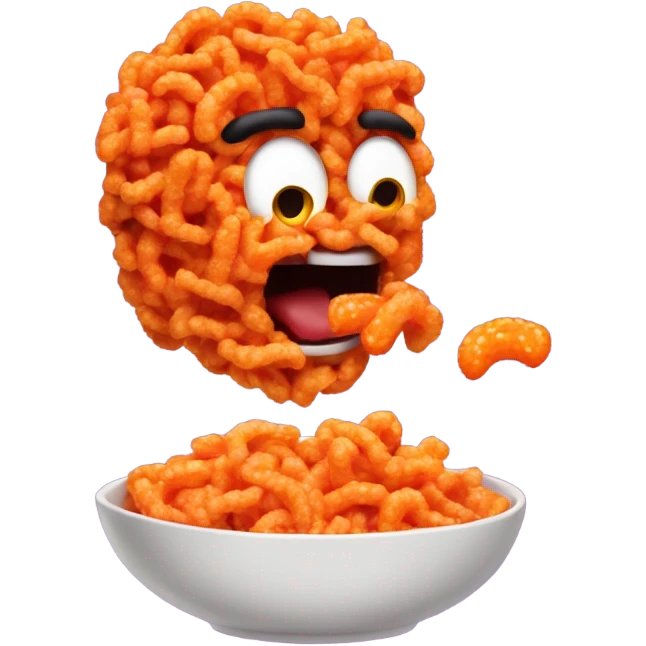 All of Ramen noodles with hot Cheetos in it with a guy eating them and burning his mouth emoji