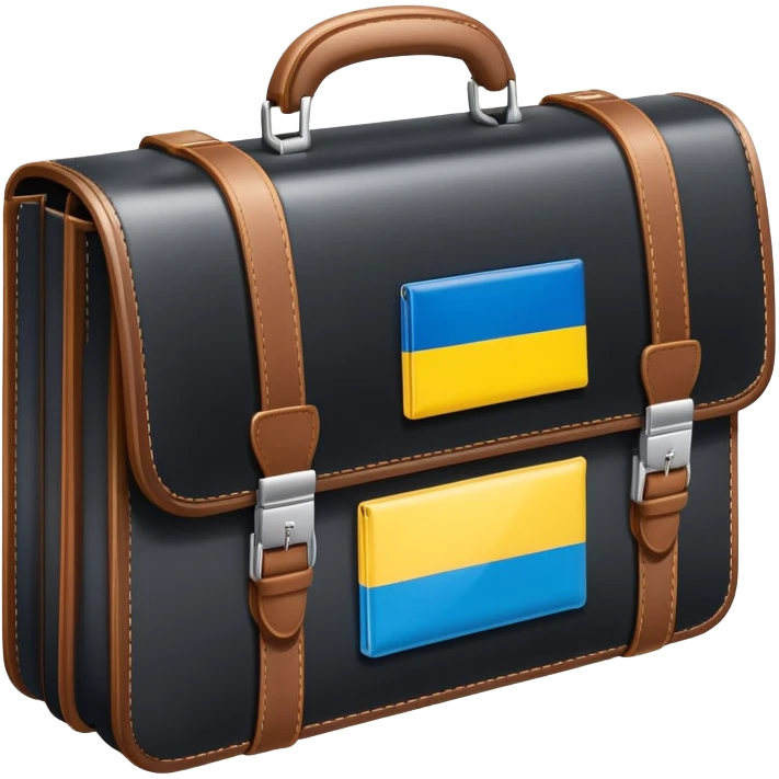 Work opportunities symbol with briefcase and German and Ukrainian flags emoji