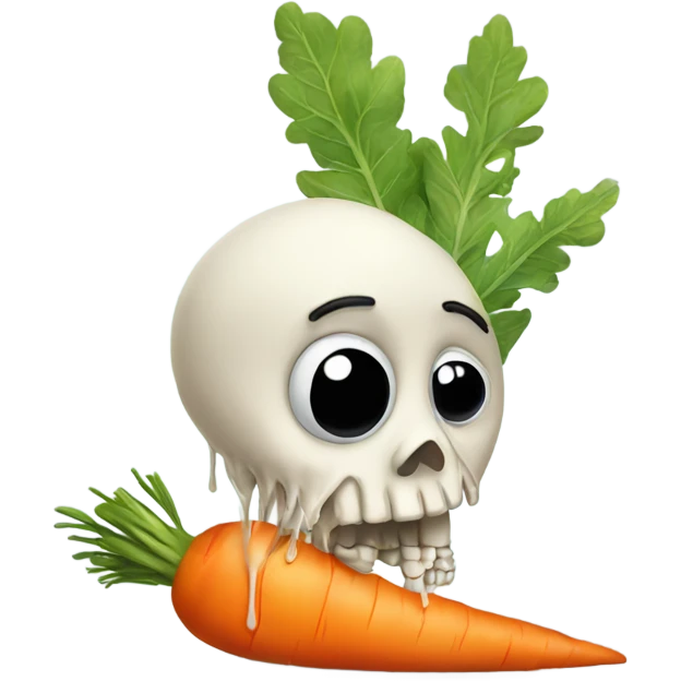 Sad carrot crying over bird skeleton emoji