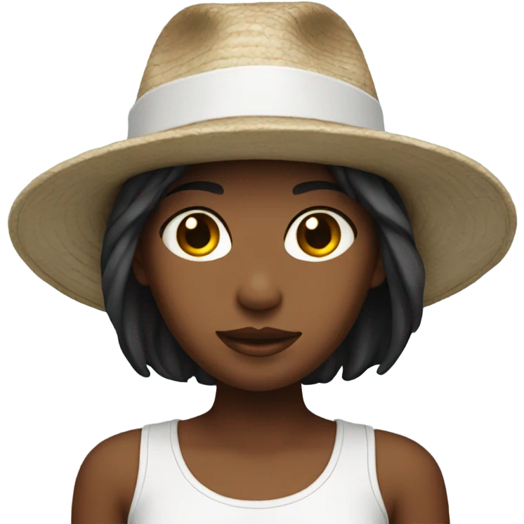 girl with white boat hat with black brim emoji