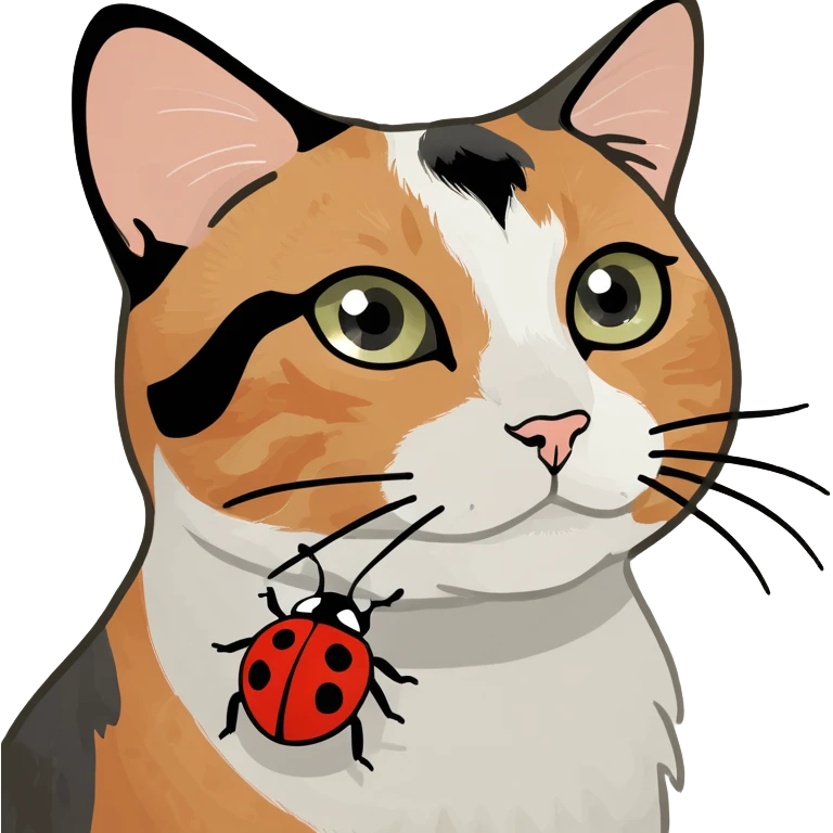 Calico cat with ladybug  emoji