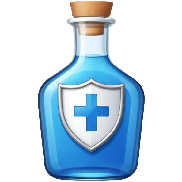 Medicine bottle with shield symbol for guaranteed protection emoji