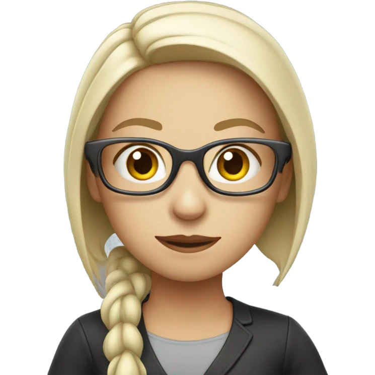 a female assistant in front of laptop, focused. White Skin, Glasses emoji
