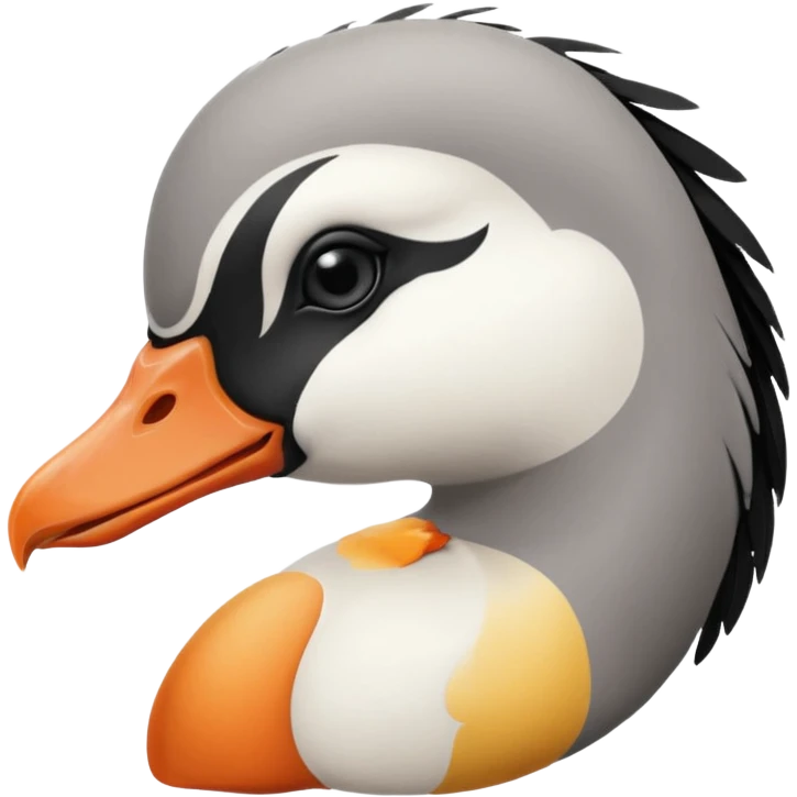 goose facing forward that is emo with swoop of bangs over one eye emoji