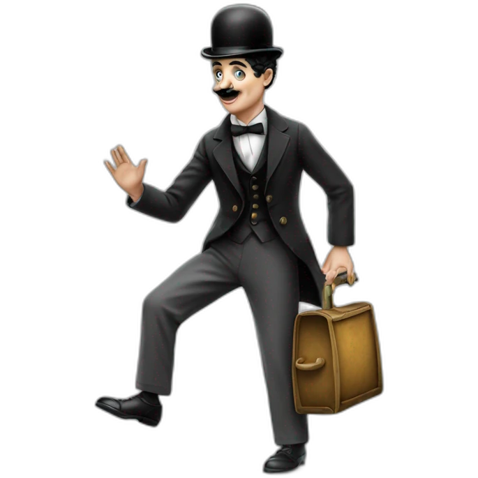 Charlie chaplin qui appelle un taxi la main lève emoji