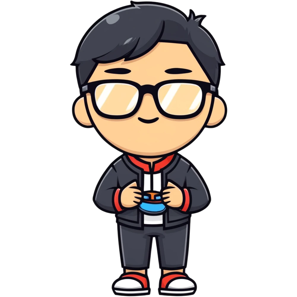 Casual Asian male character with glasses and stylish outfit emoji