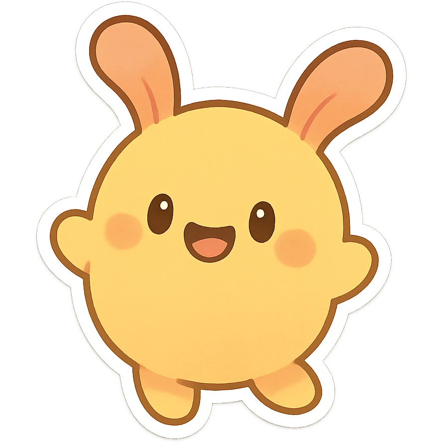 Yeep character from Yeeps Hide and Seek, playful, round, simple, bright colors, cute, minimal background emoji