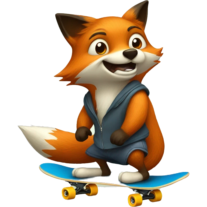 A fox riding a skateboard  emoji