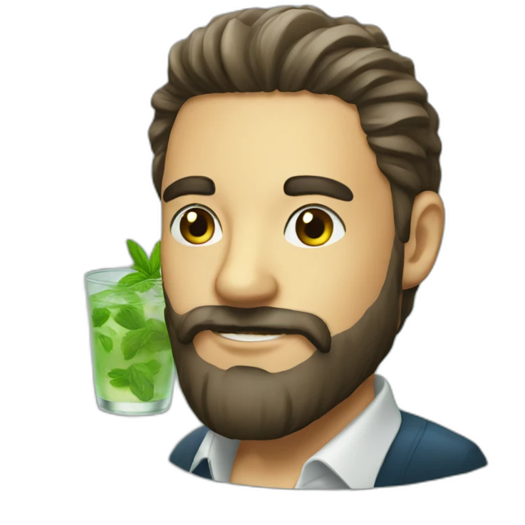 man with beard and with mojito emoji