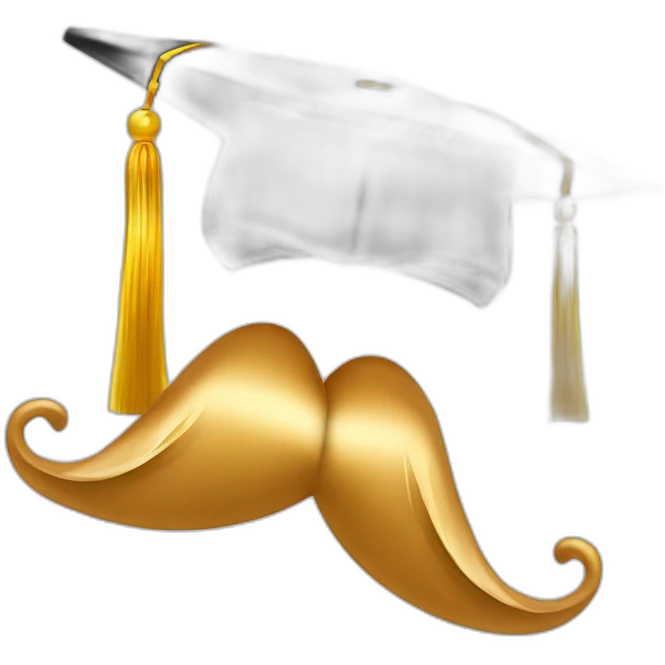 tan guy mustache with graduation cap with gold tassel emoji