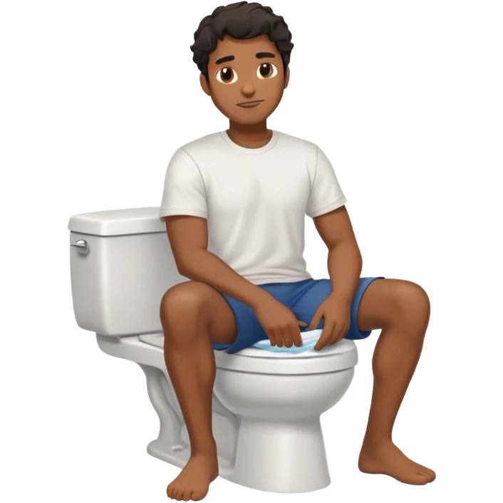 Black man with waves wearing T-shirt no pants popping on toilet  emoji