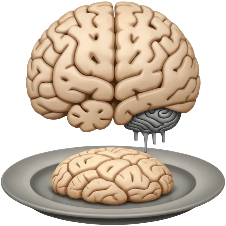 Brain on a plate next to head  emoji