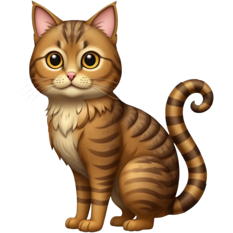 A animal with a Owl body brown tabby cat head and tail full body emoji