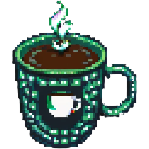 Coffee cup with code symbols, programming logo emoji