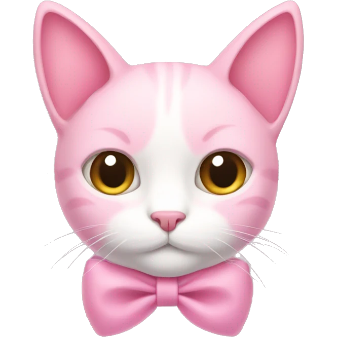 Pink cat with a white bow emoji