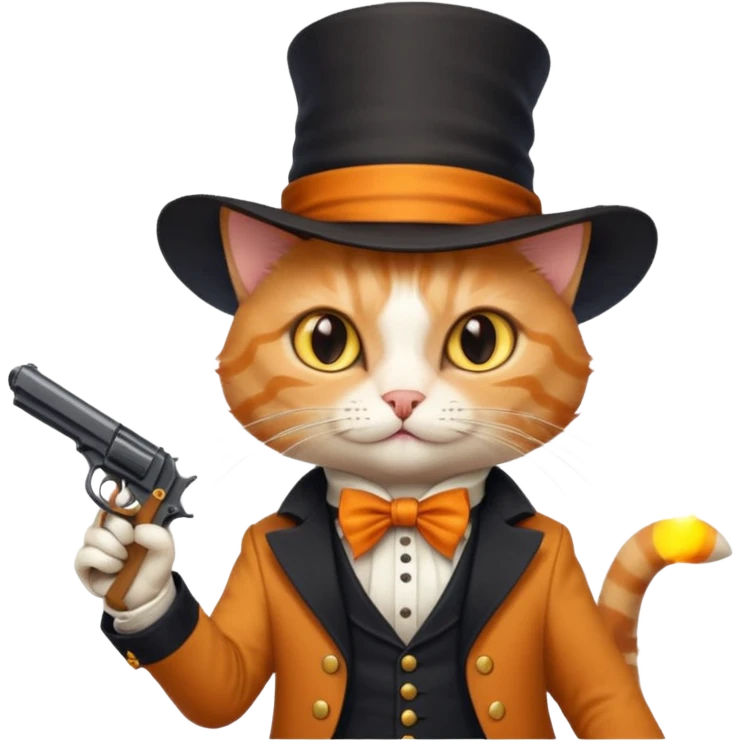 Magitian cat with pistol emoji