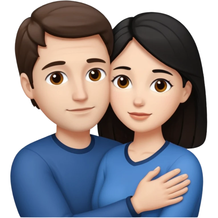 white man with brown hair and white woman with black hair, in love emoji