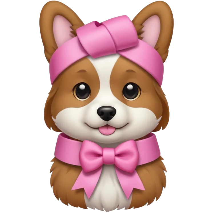 dog wearing pink ribbon emoji