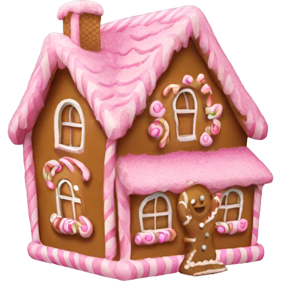 A pink gingerbread house emoji