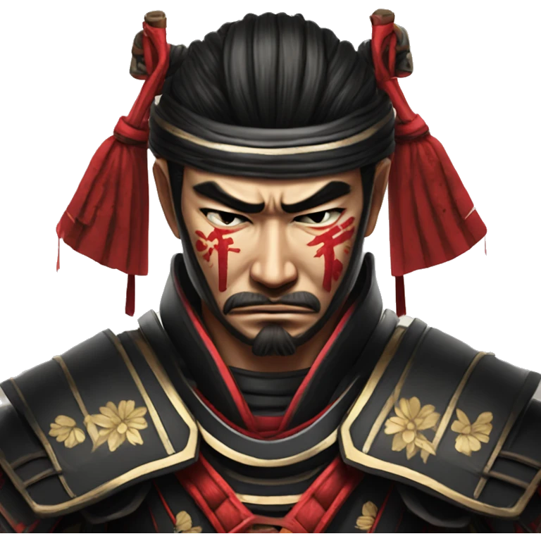 sad shogun samurai in black and red colors armor is crying coz he lost in poker  emoji