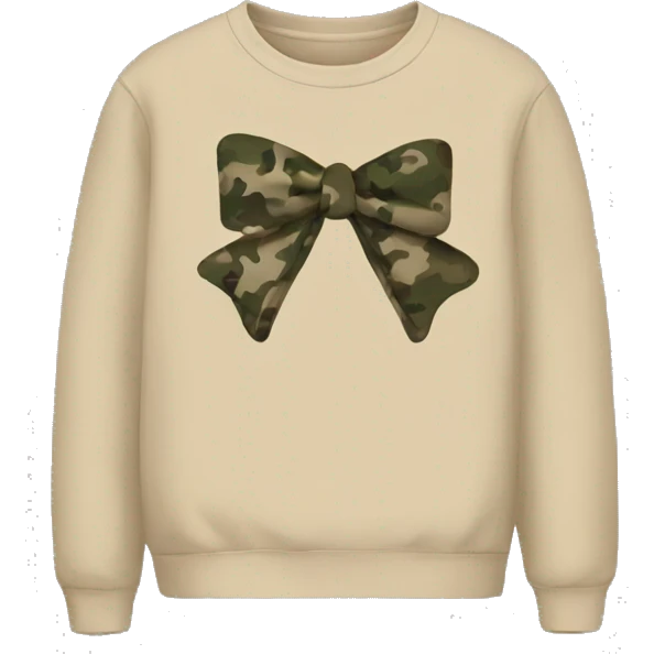Beige sweatshirt with camo bow emoji