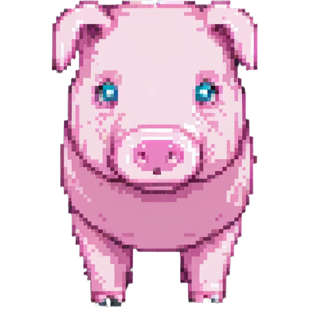 Minecraft pig, full body, pink blocky animal with square head emoji