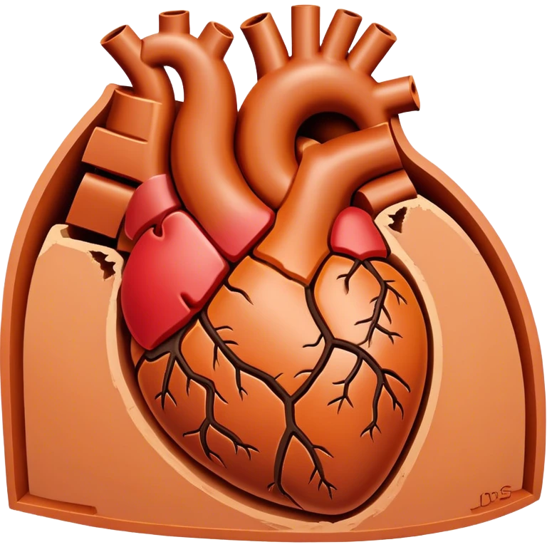 Heart cross section only contour in terracotta color  emoji