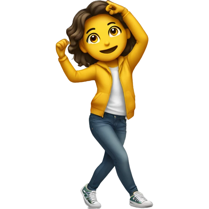 A young emoji girl dabbing emoji