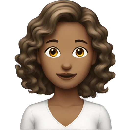 girl, white with brunette wavy 2b hair emoji