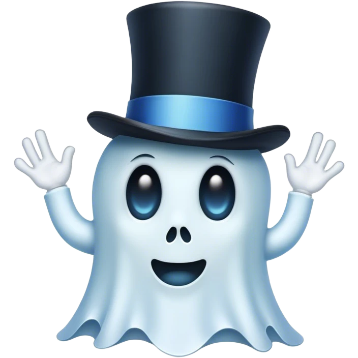 Blue hollow ghost with top hat  emoji