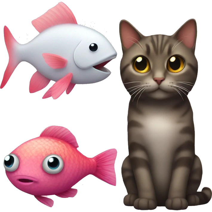 a pink fish with a cat  emoji