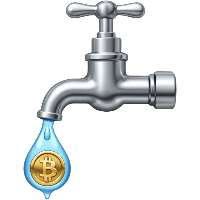 hazme una canilla y que las gotas de agua sean bitcoins emoji