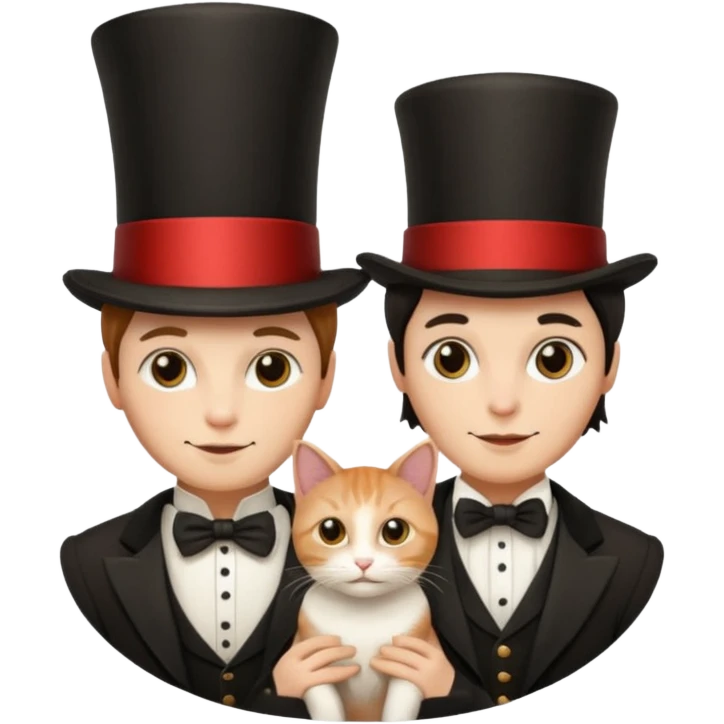 magician couple and their pet cat emoji