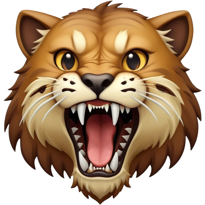 saber-toothed cat with large fangs, prehistoric feline emoji