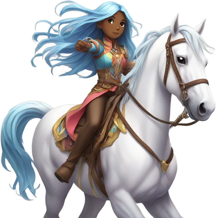 Anime girl riding a horse emoji