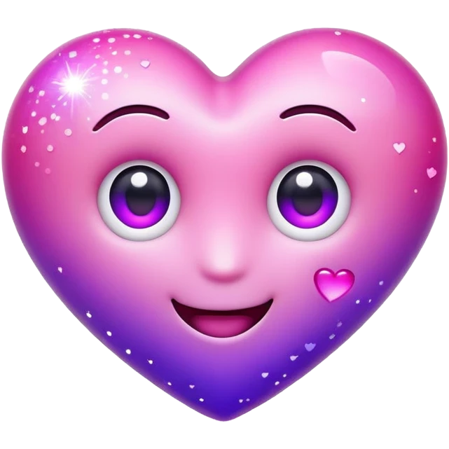 3D emoji of a heart with eyes, glowing purple-pink gradient, floating with sparkles, cute emoji
