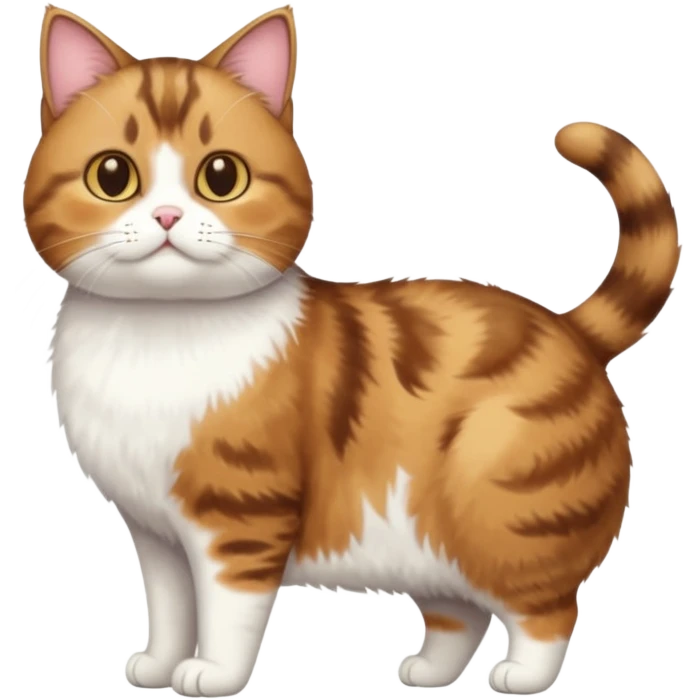 full body torbie and white cat with small head and short but chubby body emoji
