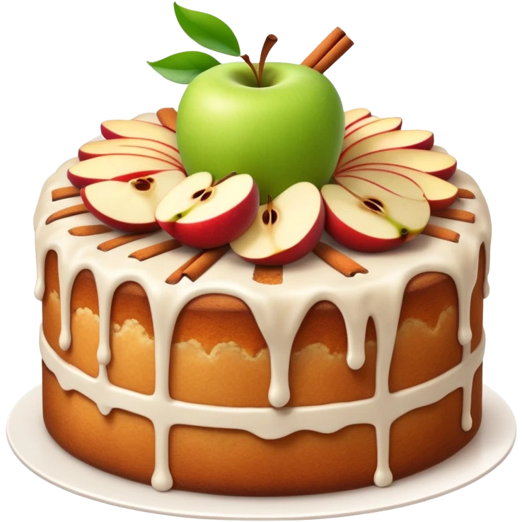 cinematic-realistic-apfelkuchen-dessert-emoji,-depicted-as-a-classic-apple-cake-bursting-with-cinnamon-and-apples-rendered-with-soft-textures-and-warm,-inviting-lighting. emoji