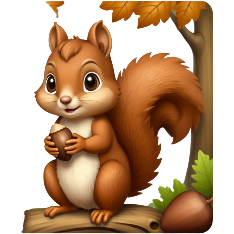 charming squirrel with cute eyes holding an acorn emoji