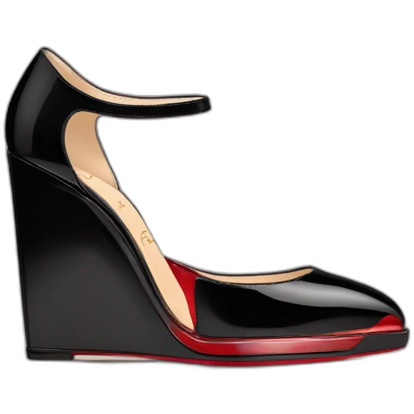 WEDGE heel LOUBOUTIN black PATENT emoji